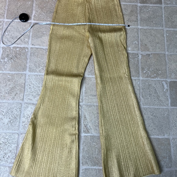 Gold lame stretch flare leggings Herve Leger. Size M - Picture 5 of 6